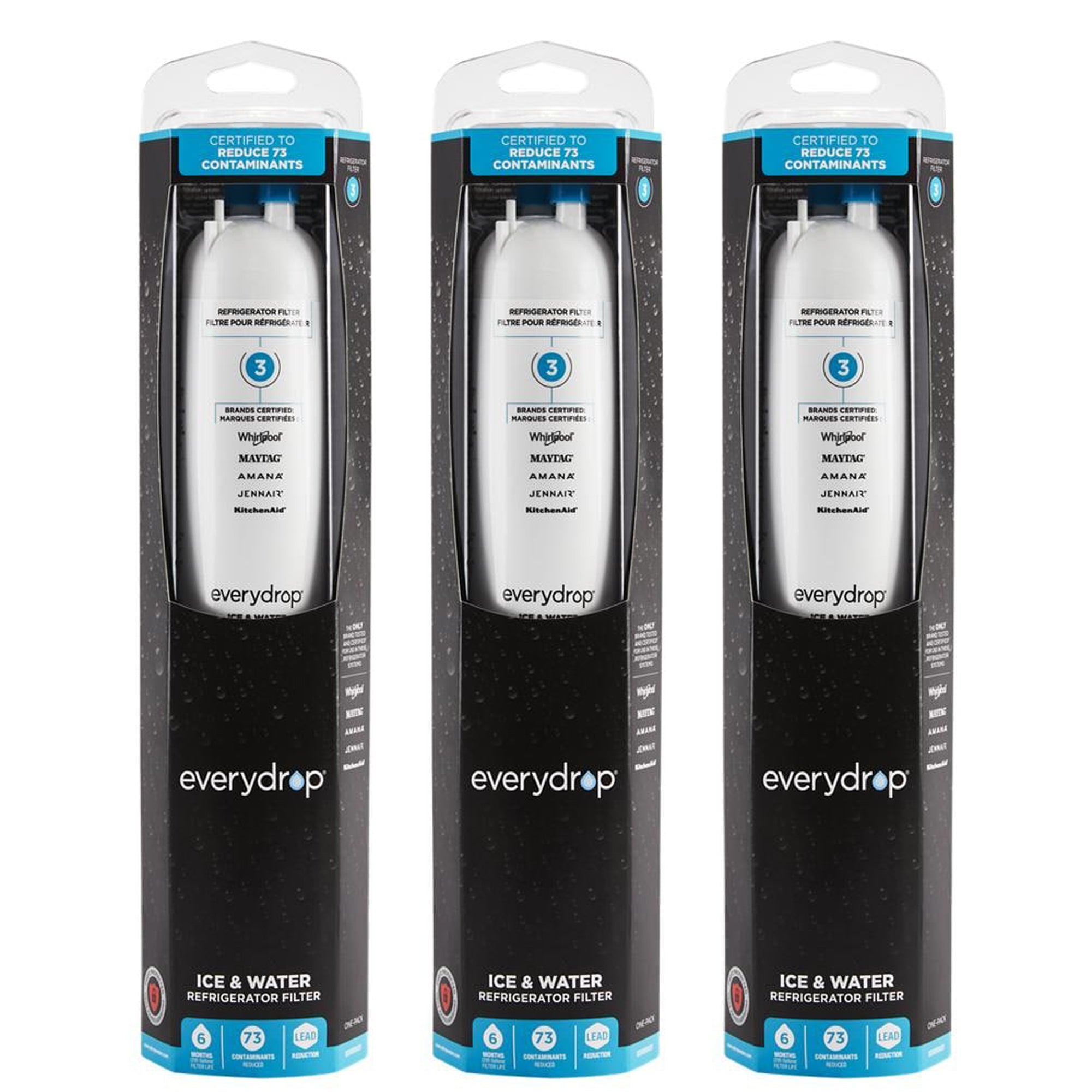 3-Pack Everydrop Water Filter 3 – 4396710 EDR3RXD1 Whirlpool Refrigerator Water Filter Replacement Fridge Filter