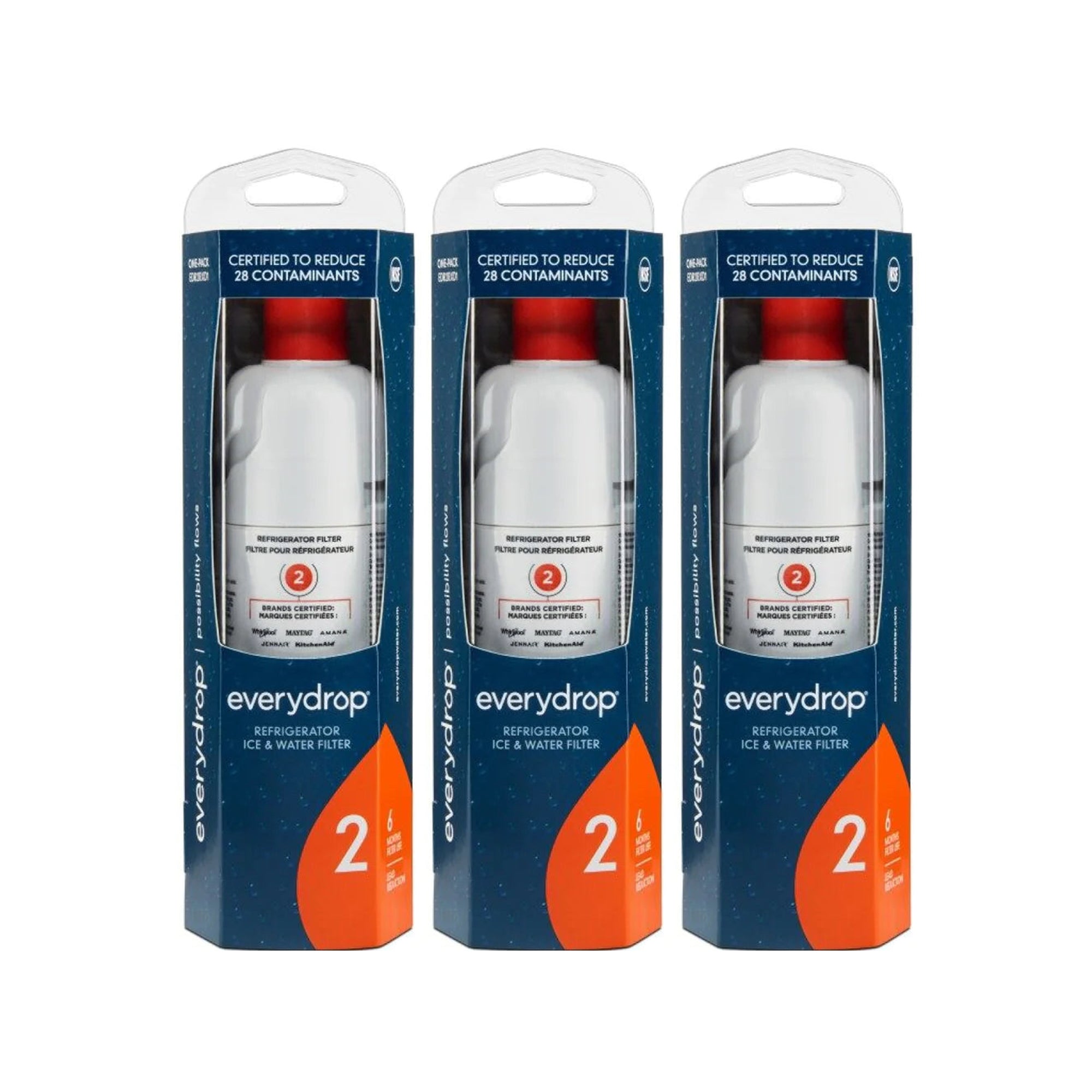 3-Pack Everydrop Water Filter 2 – W10413645A EDR2RXD1 Whirlpool Refrigerator Water Filter Replacement Fridge Filter