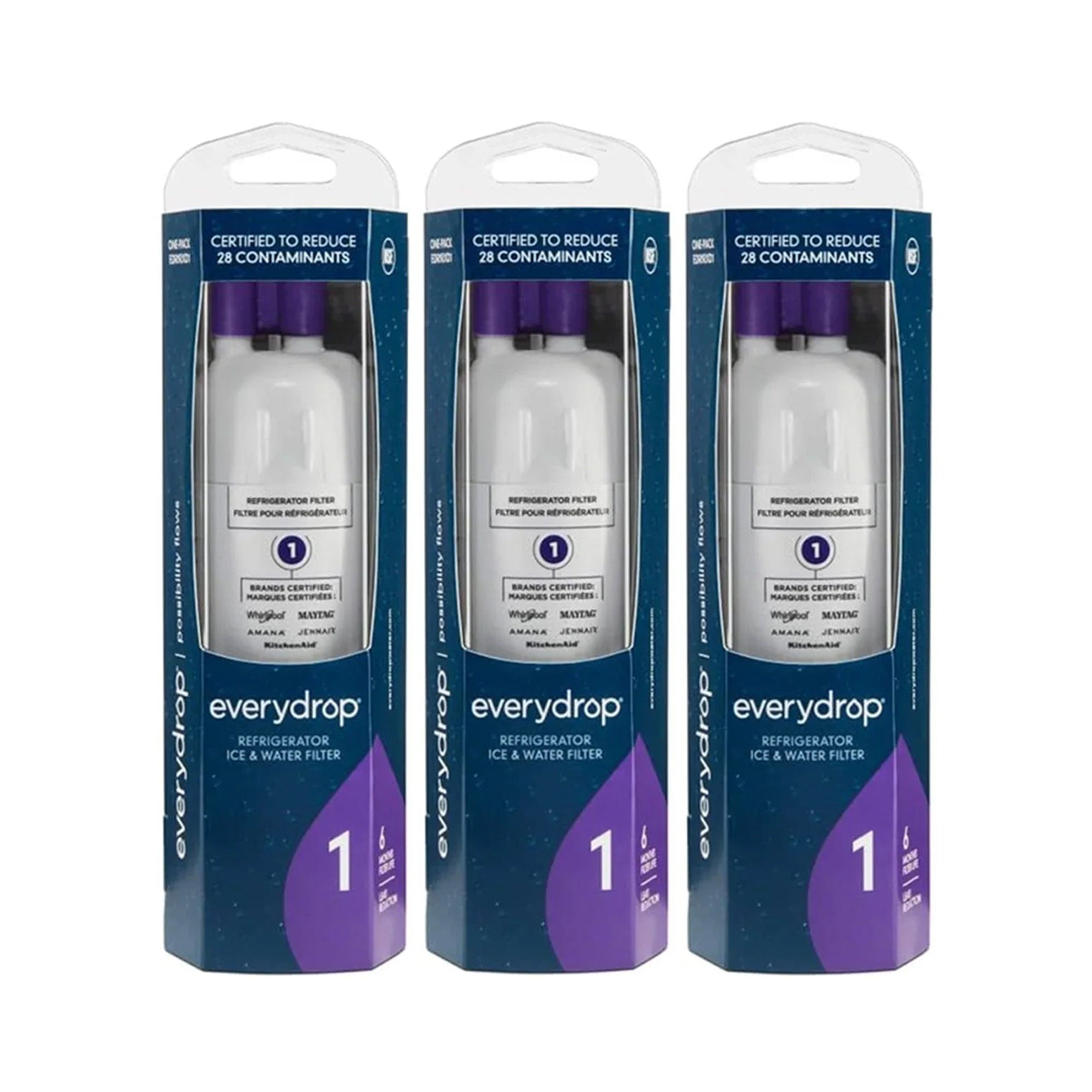 3-Pack Everydrop Water Filter 1 – W10295370A EDR1RXD1 Whirlpool Refrigerator Water Filter Replacement Fridge Filter